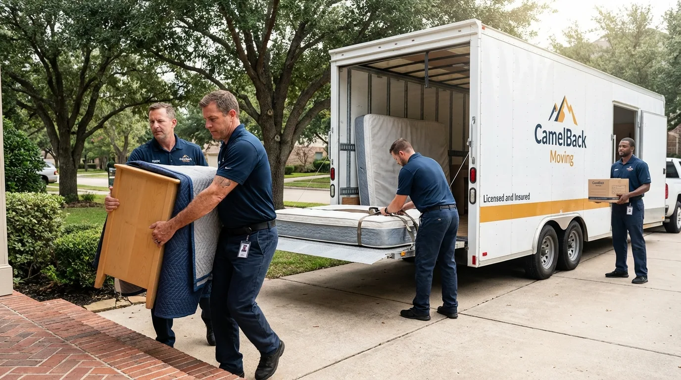 Crew loading residential truck for cross-state move from Seminole, FL