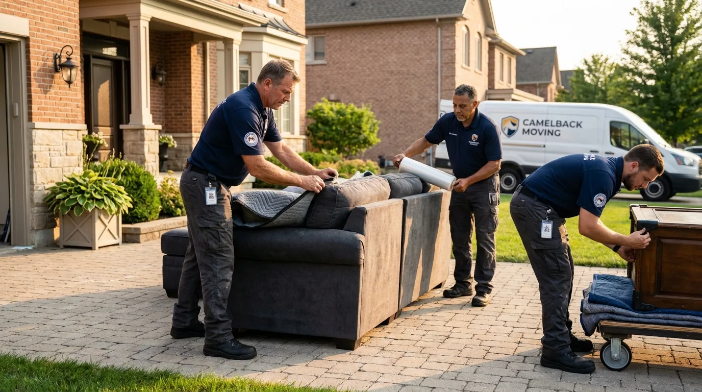 Large estate moving crew wrapping furniture in Seminole, FL