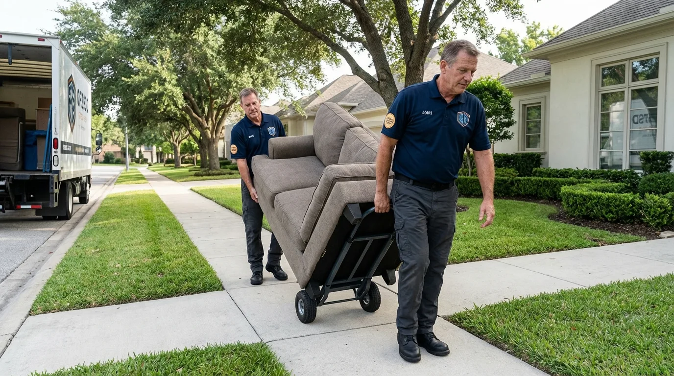 Local residential moving crew loading furniture in Seminole, FL