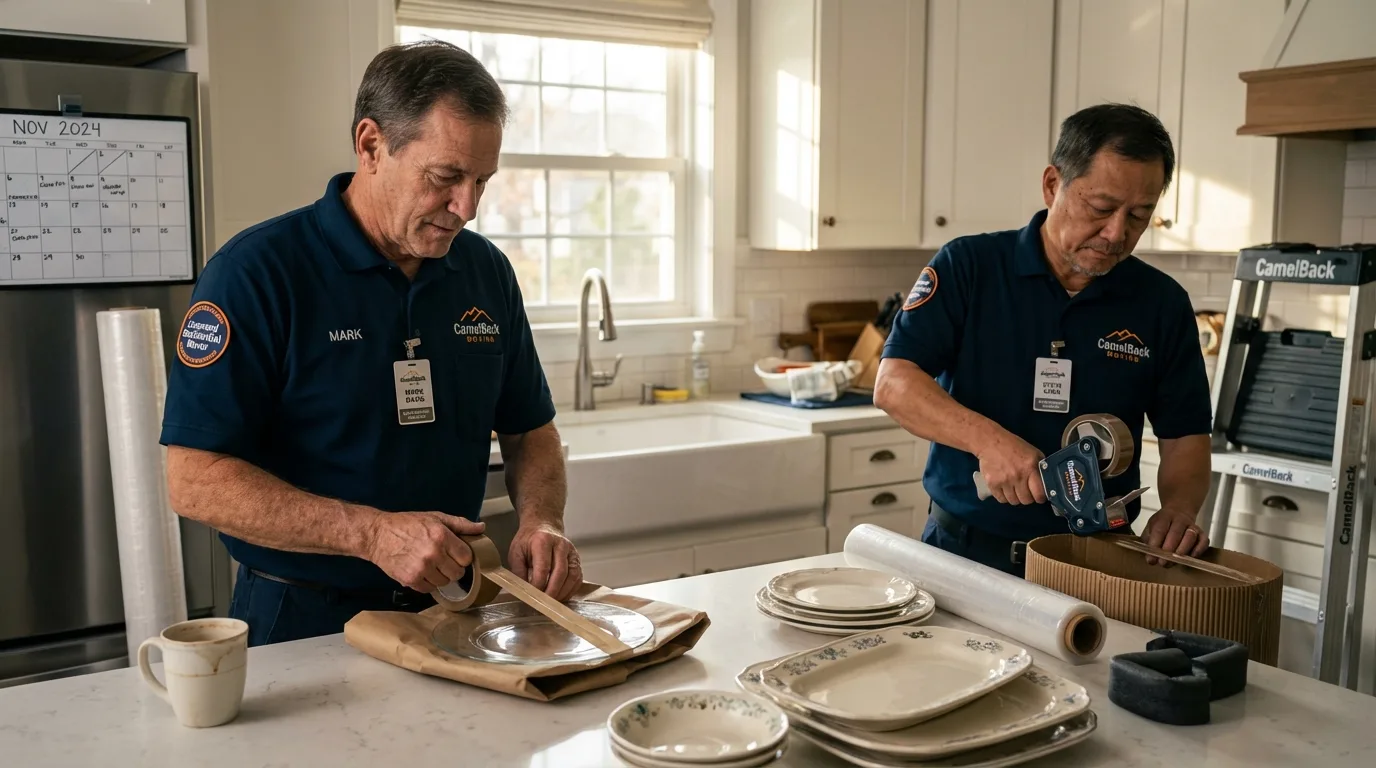 Professional crew packing kitchen dishware in Seminole, FL